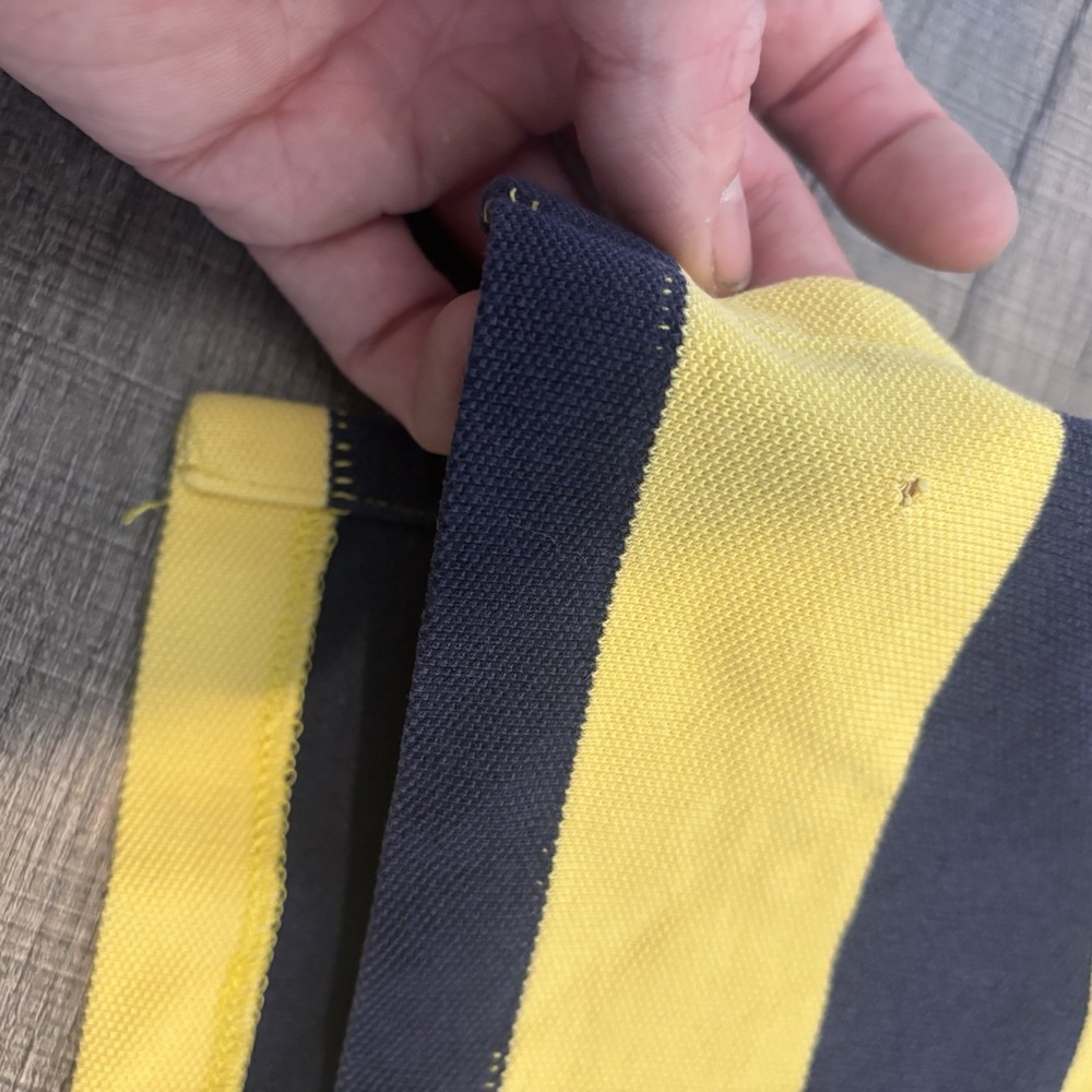 VTG 90s COLOR BLOCK Polo Ralph Lauren Rugby Shirt Mens L Blue Yellow Striped - Picture 8 of 8